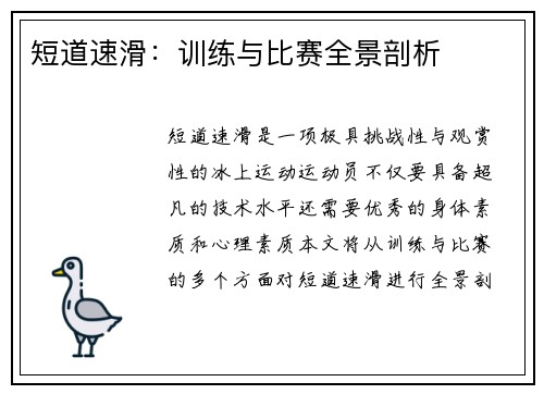 短道速滑：训练与比赛全景剖析
